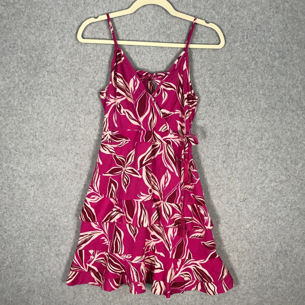 Bandโ of the Free Dress Womens Medium Floral Ruffle Tiered Wrap Coconut Resort